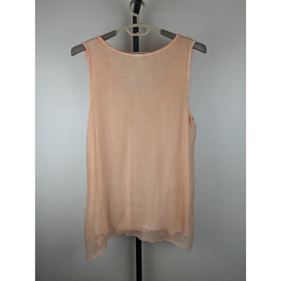 Soft Surroundings Peach Silk Embellished Sleeveless Tank Top - Picture 2 of 8